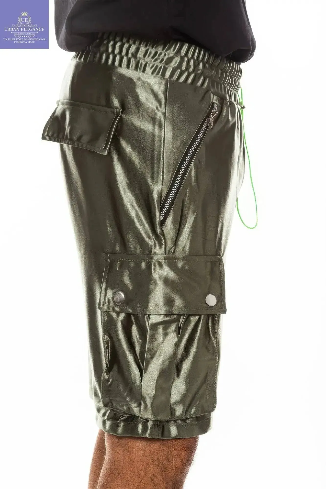 Luxurious Satin Cargo Shorts for Men