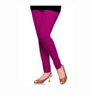 Majenta Purple Churidar Plain Lycra Leggings