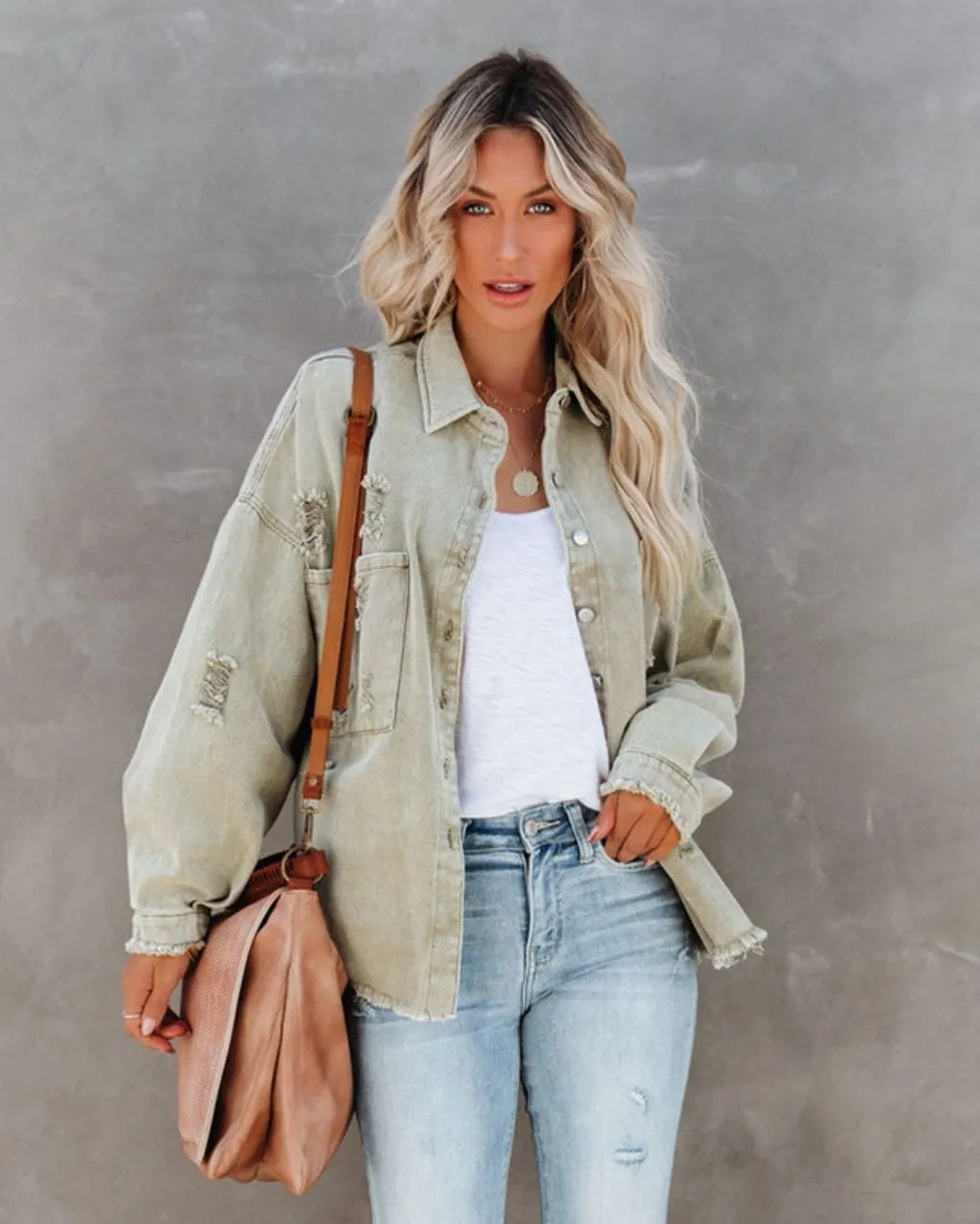MARLEY DISTRESSED DENIM SHIRT JACKET- PRE ORDER