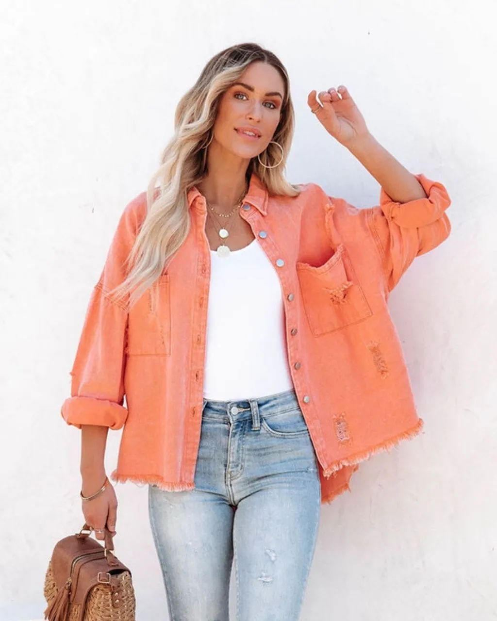 MARLEY DISTRESSED DENIM SHIRT JACKET- PRE ORDER