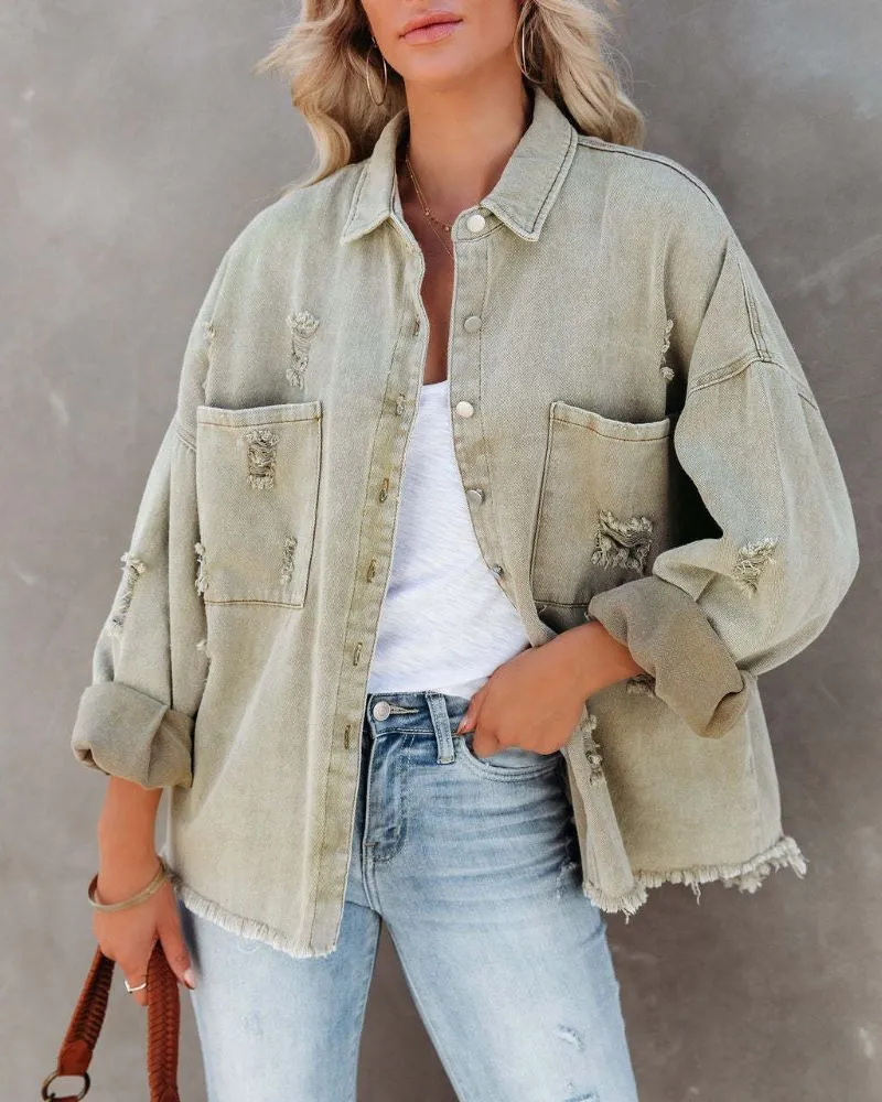 MARLEY DISTRESSED DENIM SHIRT JACKET- PRE ORDER