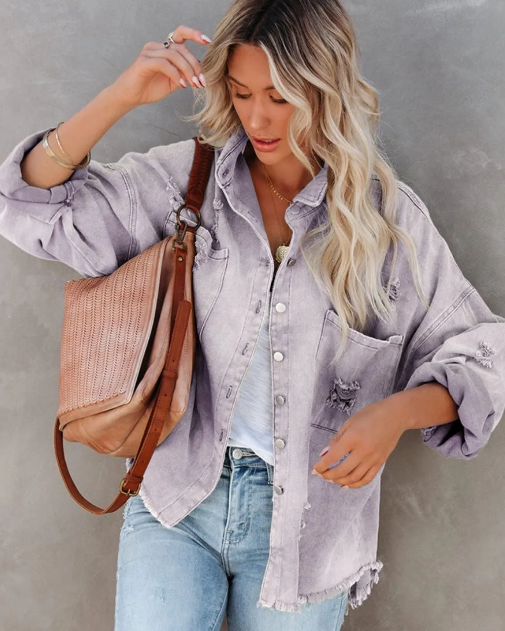 MARLEY DISTRESSED DENIM SHIRT JACKET- PRE ORDER