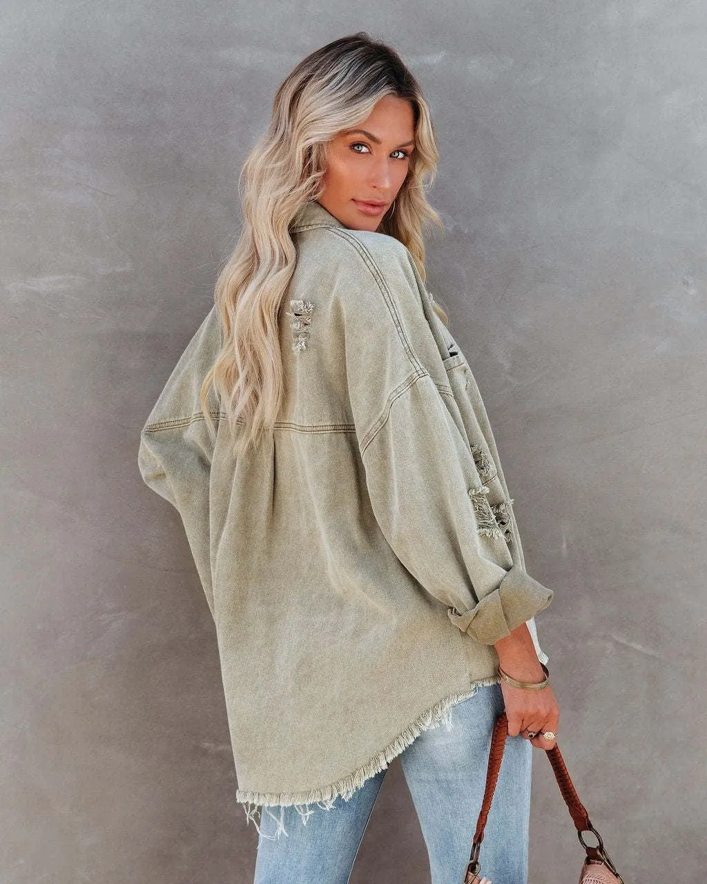 MARLEY DISTRESSED DENIM SHIRT JACKET- PRE ORDER