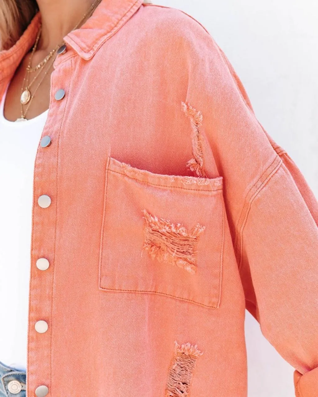 MARLEY DISTRESSED DENIM SHIRT JACKET- PRE ORDER