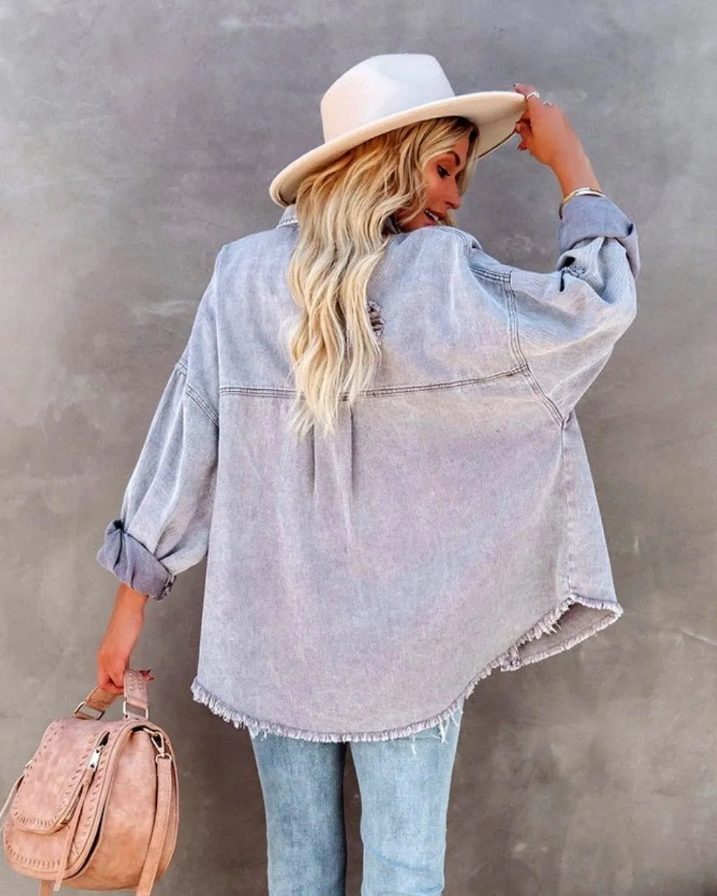 MARLEY DISTRESSED DENIM SHIRT JACKET- PRE ORDER