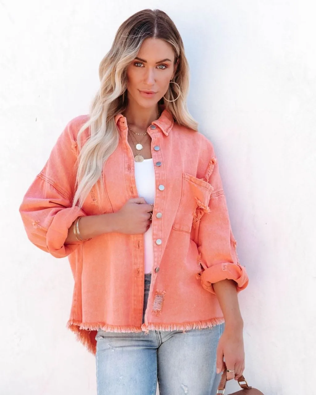 MARLEY DISTRESSED DENIM SHIRT JACKET- PRE ORDER