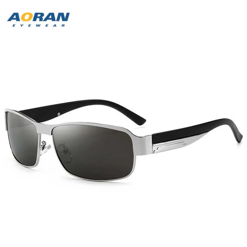 McMacfil New Vintage Square Sunglasses for Men, Driver Sunglasses, Outdoor Cycling Eyewear, Metal Polarized Sunglasses