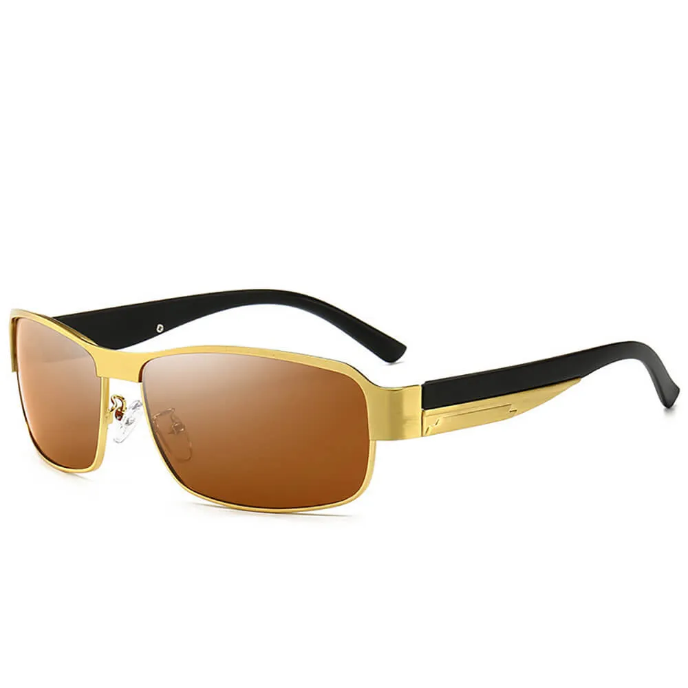 McMacfil New Vintage Square Sunglasses for Men, Driver Sunglasses, Outdoor Cycling Eyewear, Metal Polarized Sunglasses