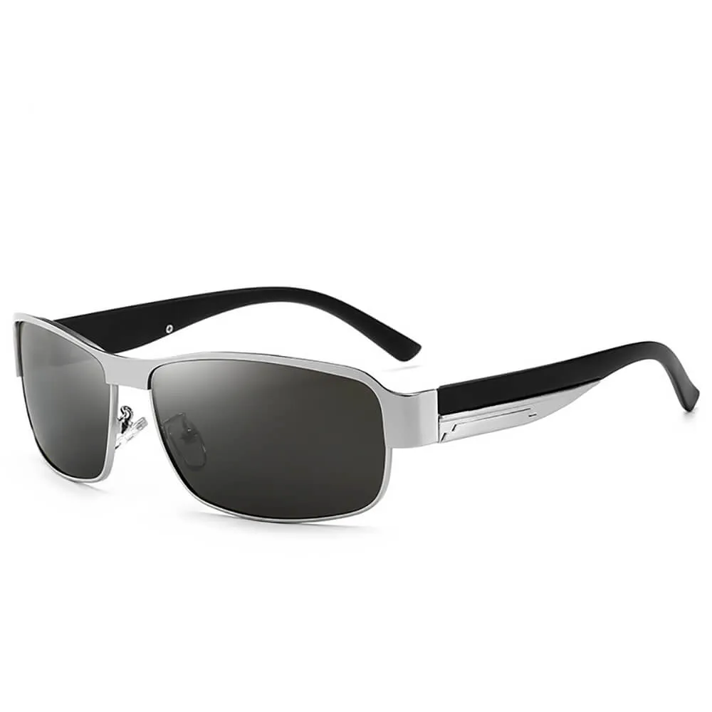 McMacfil New Vintage Square Sunglasses for Men, Driver Sunglasses, Outdoor Cycling Eyewear, Metal Polarized Sunglasses