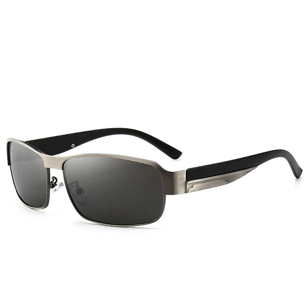 McMacfil New Vintage Square Sunglasses for Men, Driver Sunglasses, Outdoor Cycling Eyewear, Metal Polarized Sunglasses