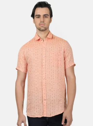 Men Light Orange Printed Shirts