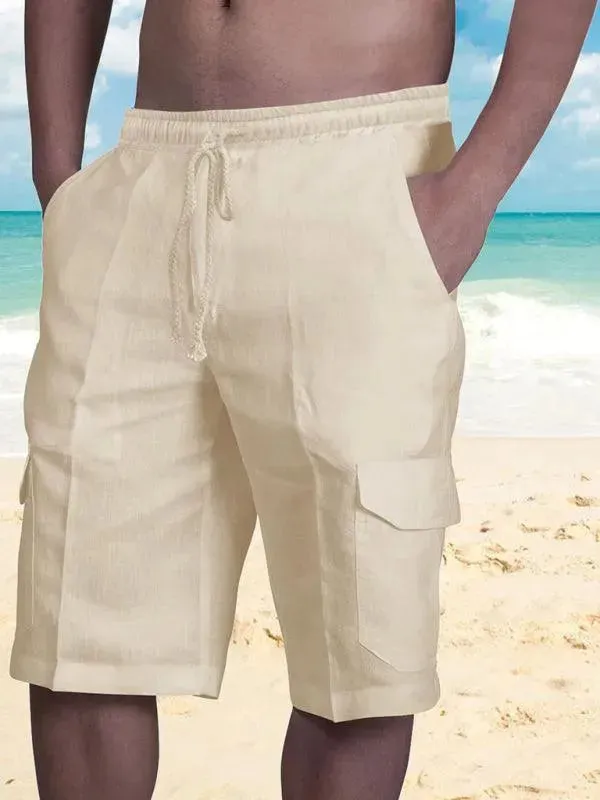 Men Linen Cargo Shorts