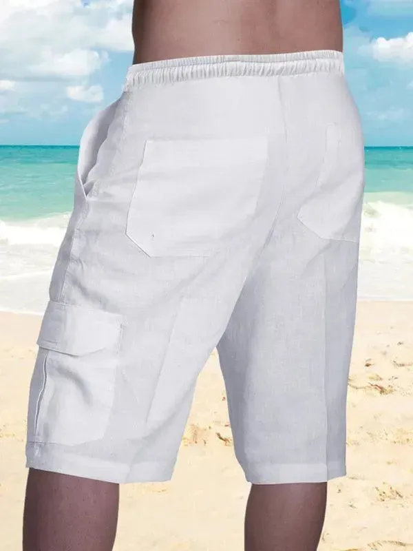 Men Linen Cargo Shorts