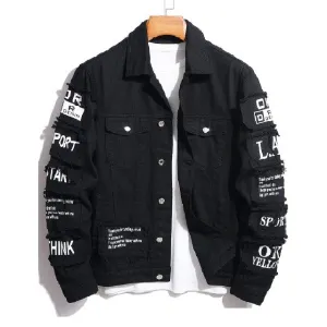 Men's Graphic Patchwork Denim Jacket