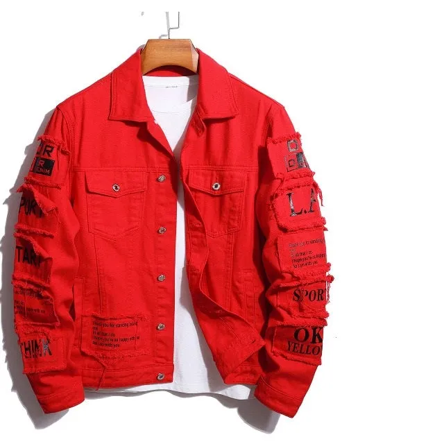 Men's Graphic Patchwork Denim Jacket