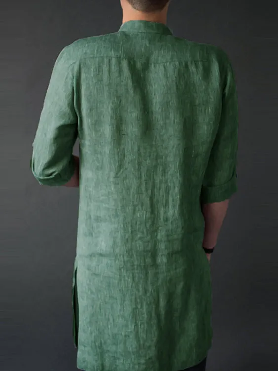 Men's Loose Long sleeve Mid-length Shirts SKUB79199