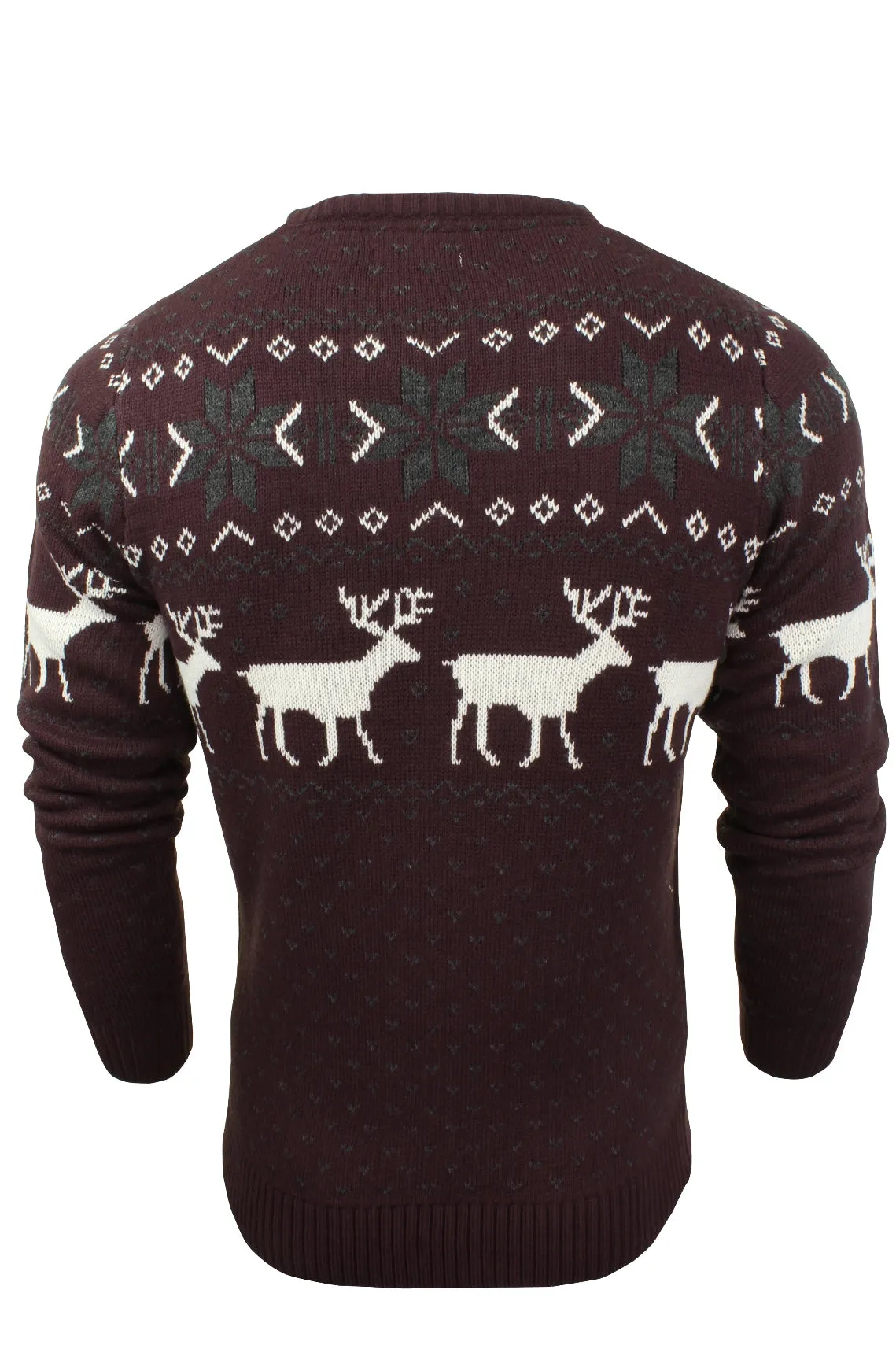Mens Stag Xmas/ Christmas Jumper by Xact (Burgundy)