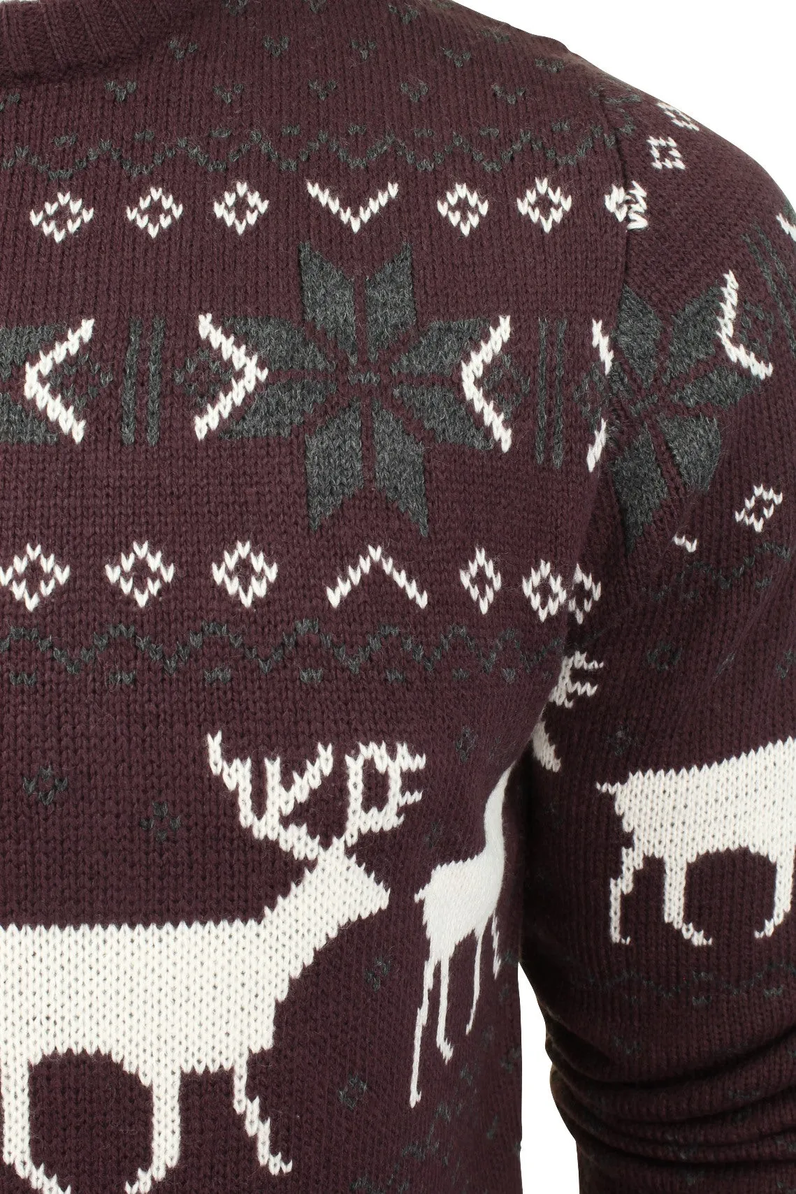 Mens Stag Xmas/ Christmas Jumper by Xact (Burgundy)