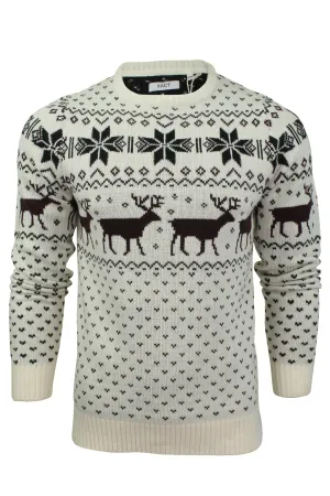 Mens Stag Xmas/ Christmas Jumper by Xact (Ecru)