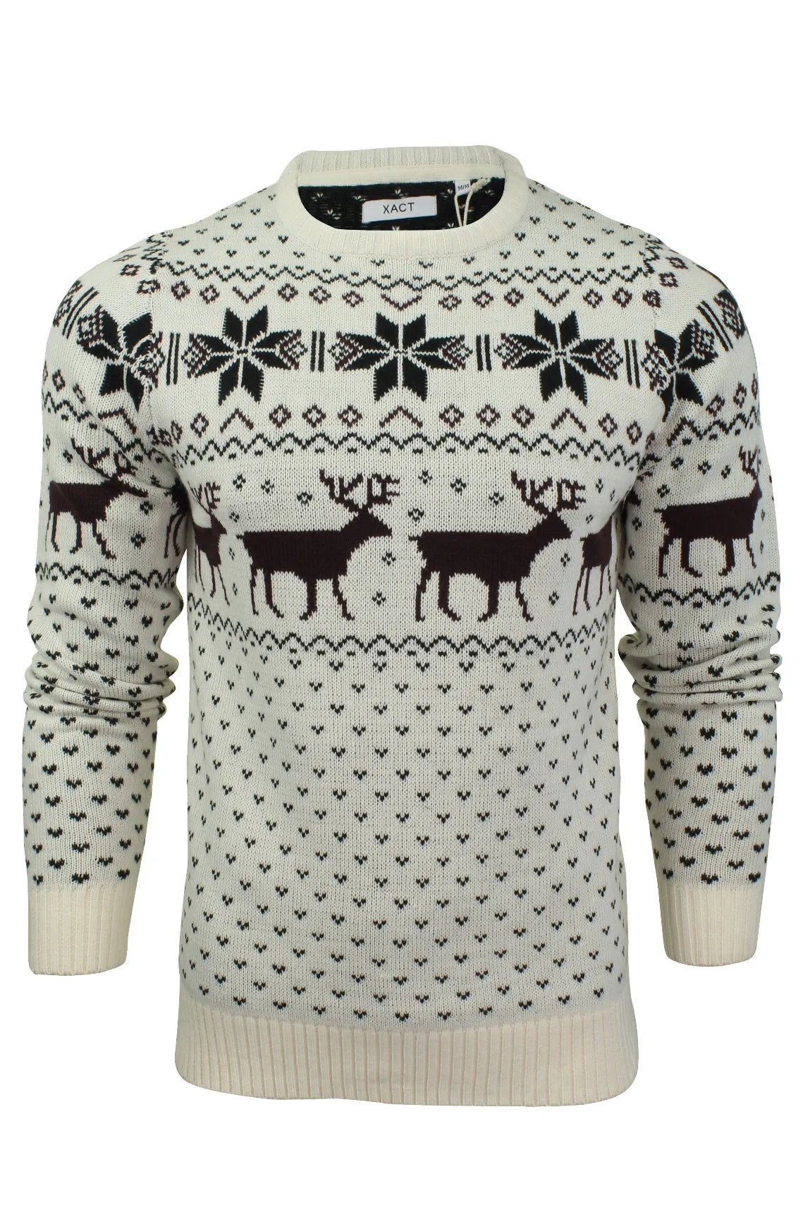 Mens Stag Xmas/ Christmas Jumper by Xact (Ecru)