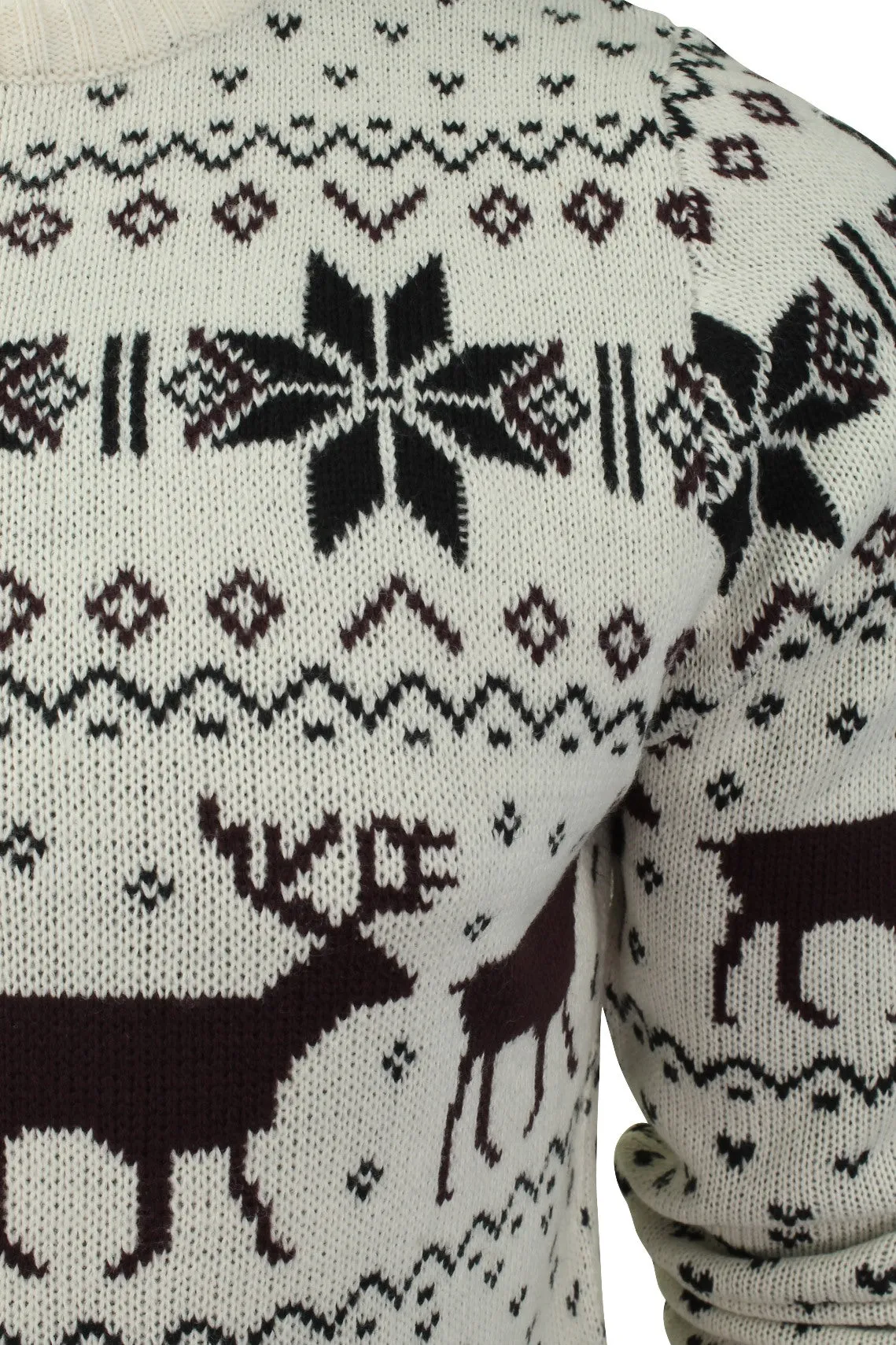 Mens Stag Xmas/ Christmas Jumper by Xact (Ecru)