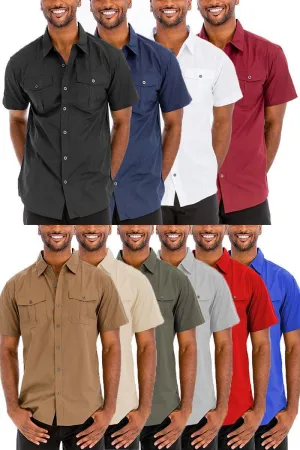 Mens Two Pocket Button Front Short Sleeve Shirt