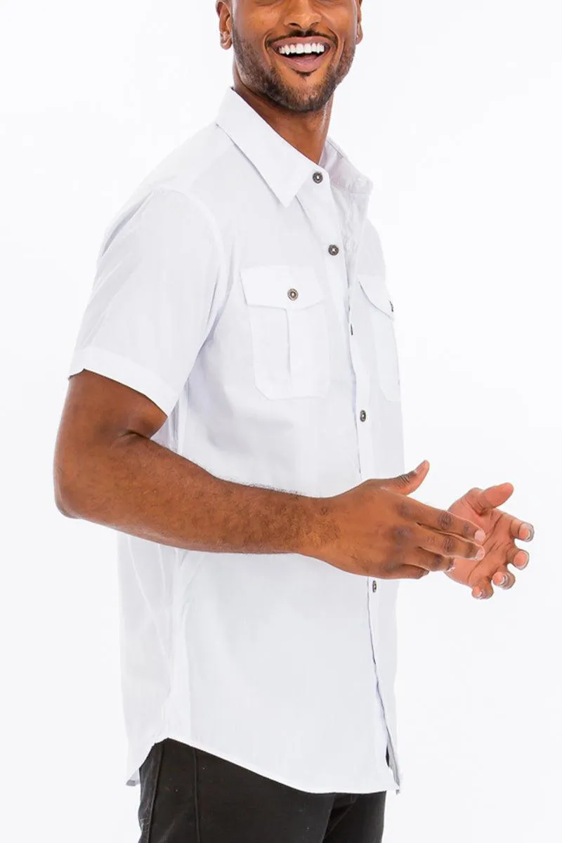 Mens Two Pocket Button Front Short Sleeve Shirt