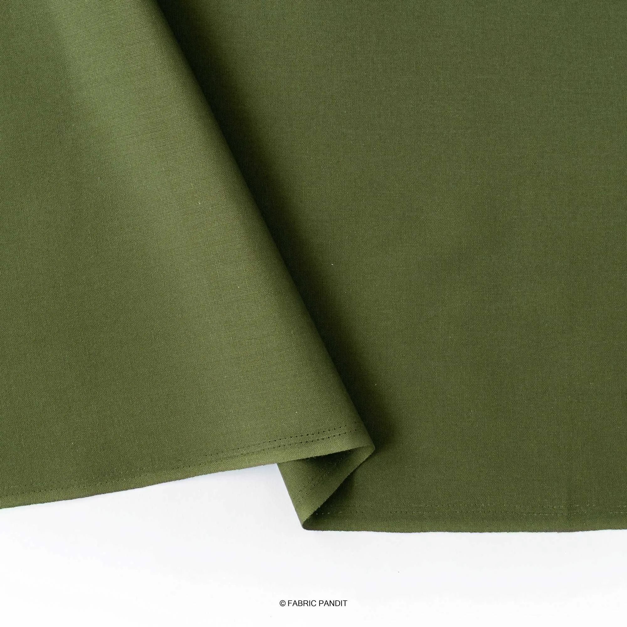 Military Green Color Pure Cotton Linen Fabric (Width 52 Inches)