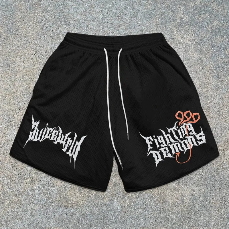 monogram mesh track shorts