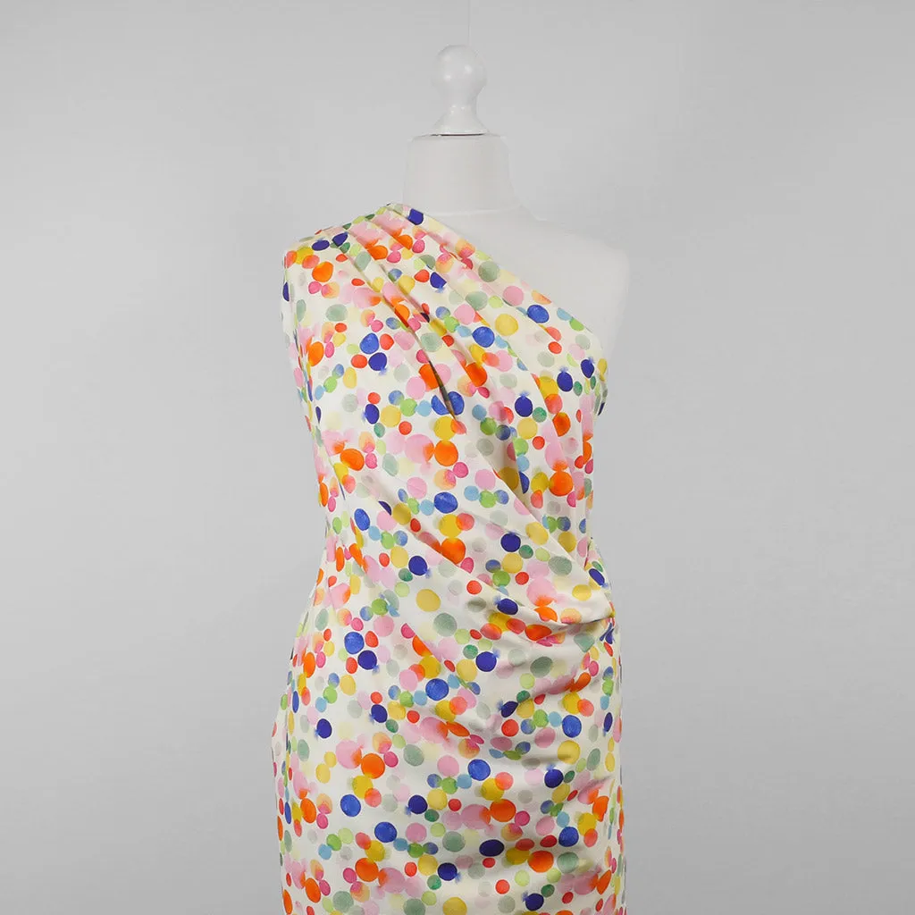 Monteray - Ecru Rainbow Bubbles Cotton Elastane Single Jersey Fabric Sample