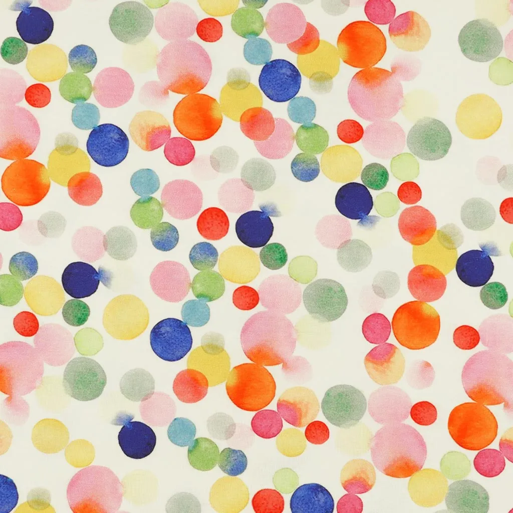 Monteray - Ecru Rainbow Bubbles Cotton Elastane Single Jersey Fabric Sample