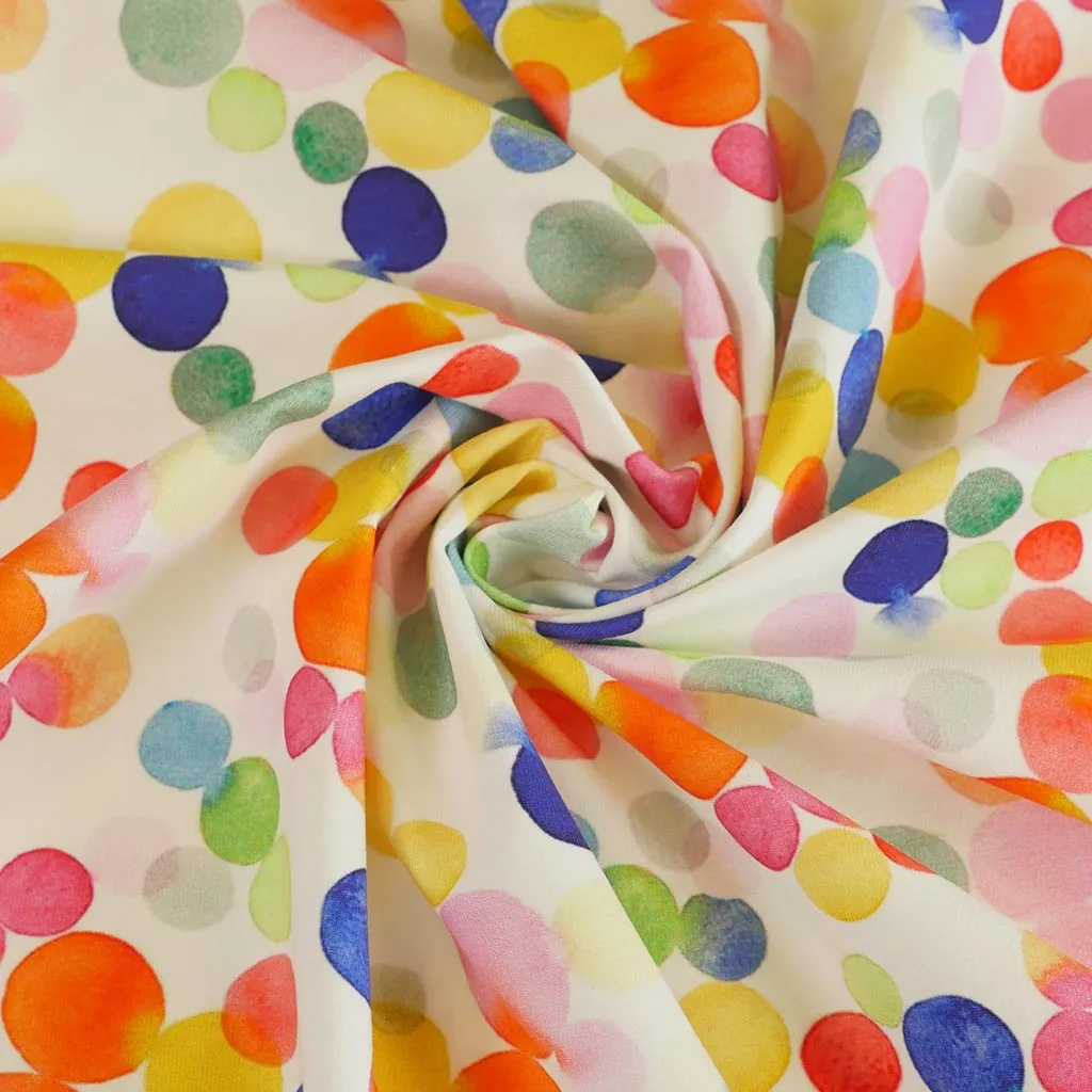 Monteray - Ecru Rainbow Bubbles Cotton Elastane Single Jersey Fabric Sample