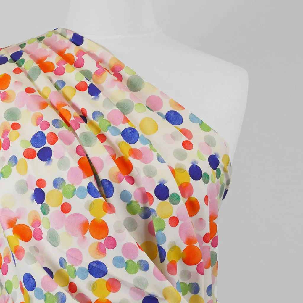 Monteray - Ecru Rainbow Bubbles Cotton Elastane Single Jersey Fabric Sample