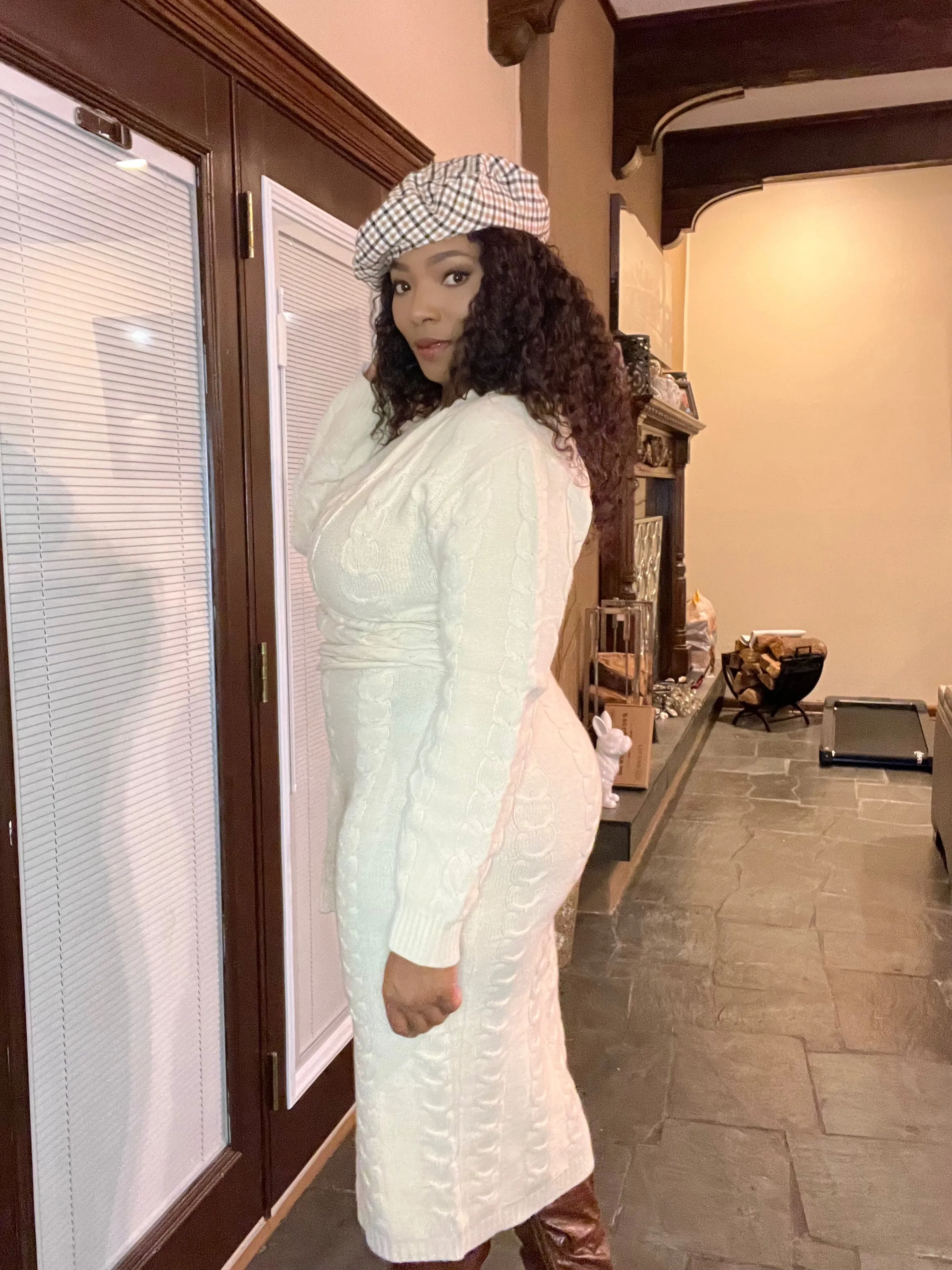 Mya Cable Knit Midi Dress