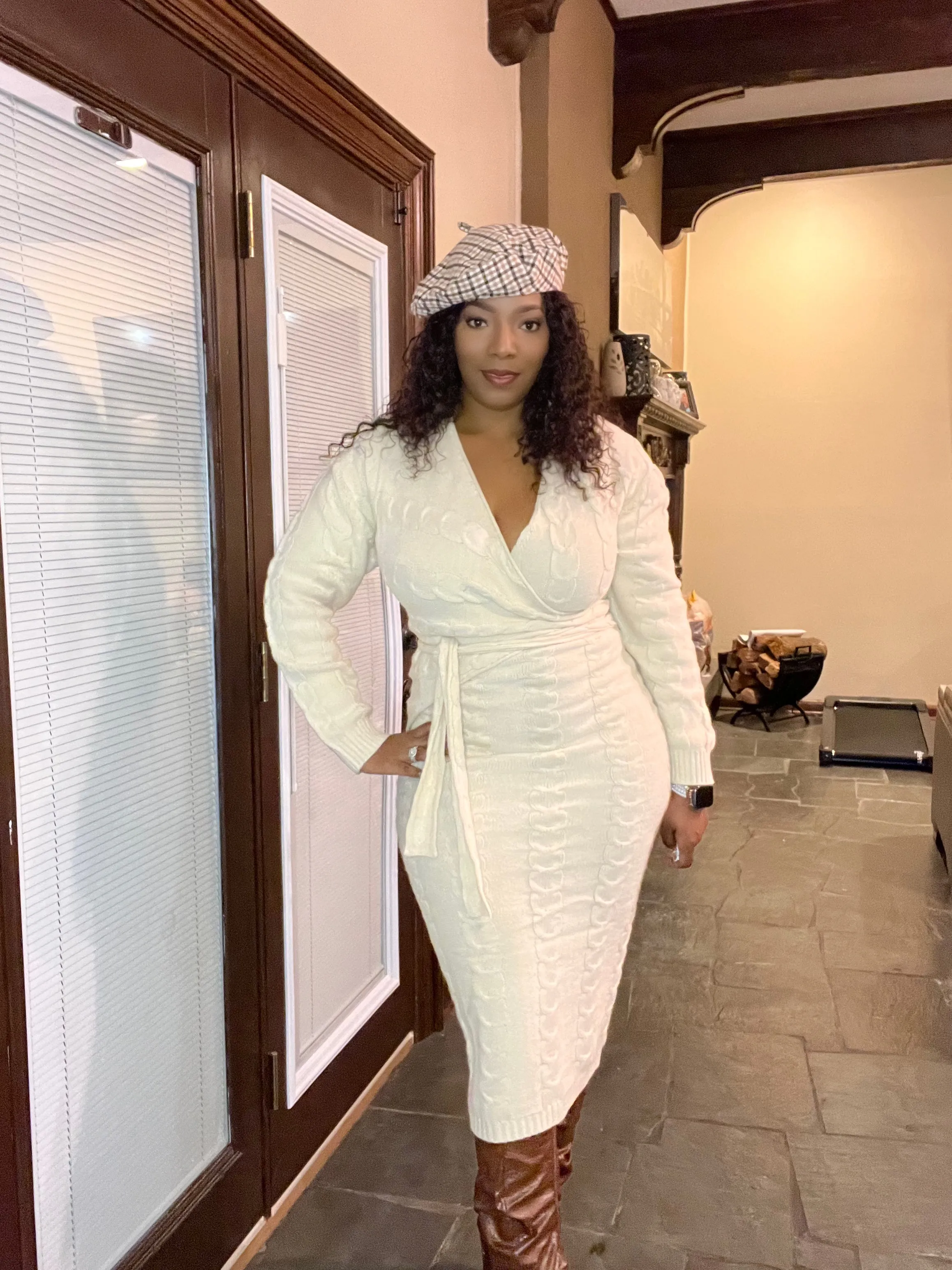 Mya Cable Knit Midi Dress
