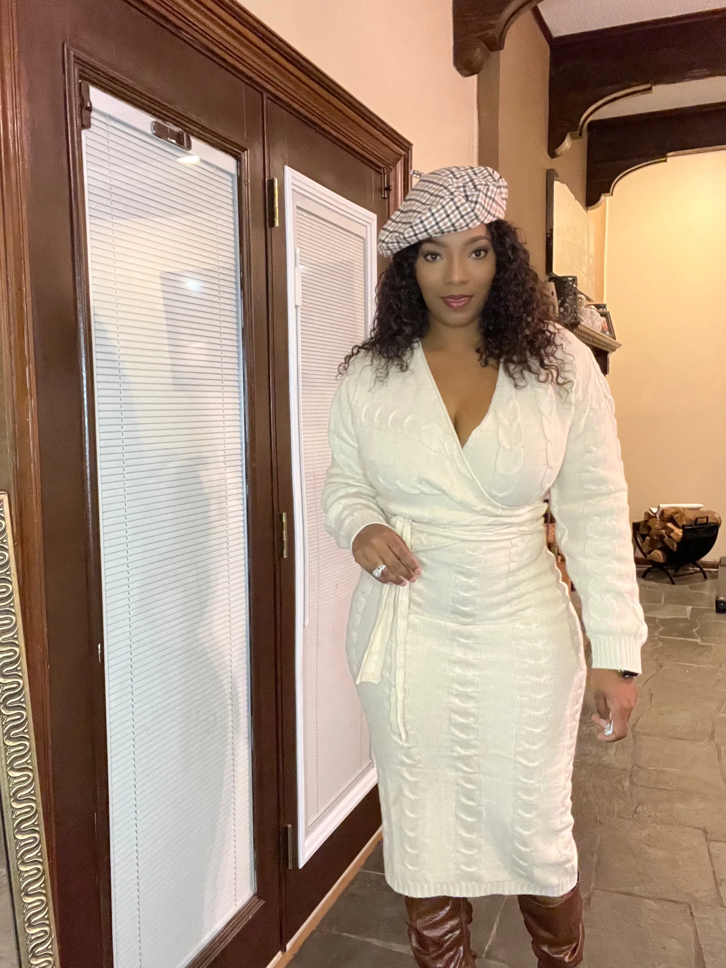 Mya Cable Knit Midi Dress