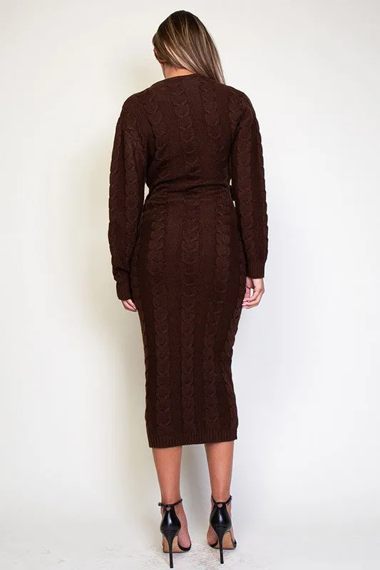 Mya Cable Knit Midi Dress