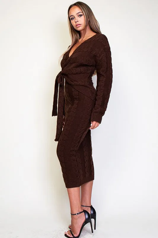 Mya Cable Knit Midi Dress