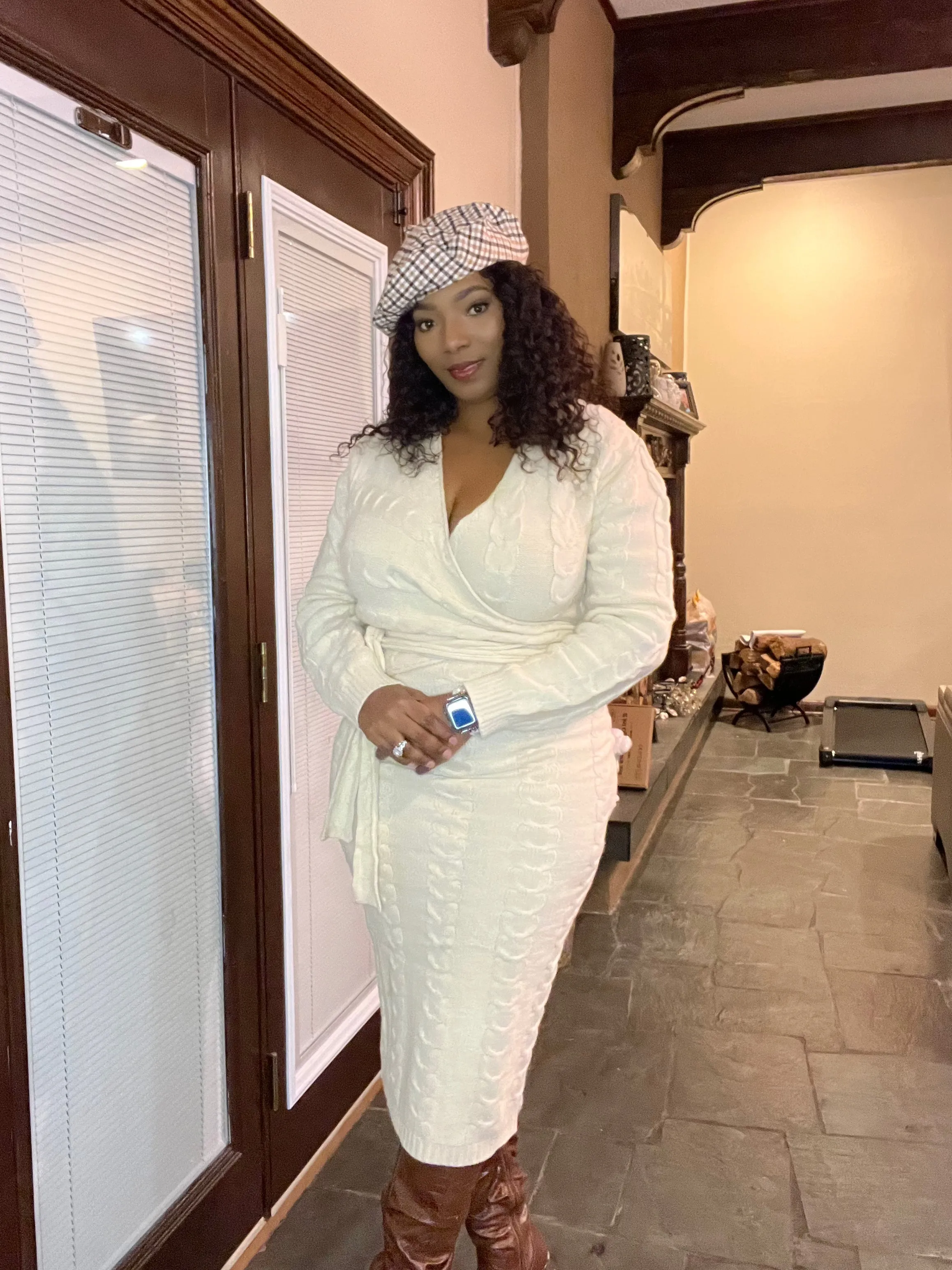 Mya Cable Knit Midi Dress