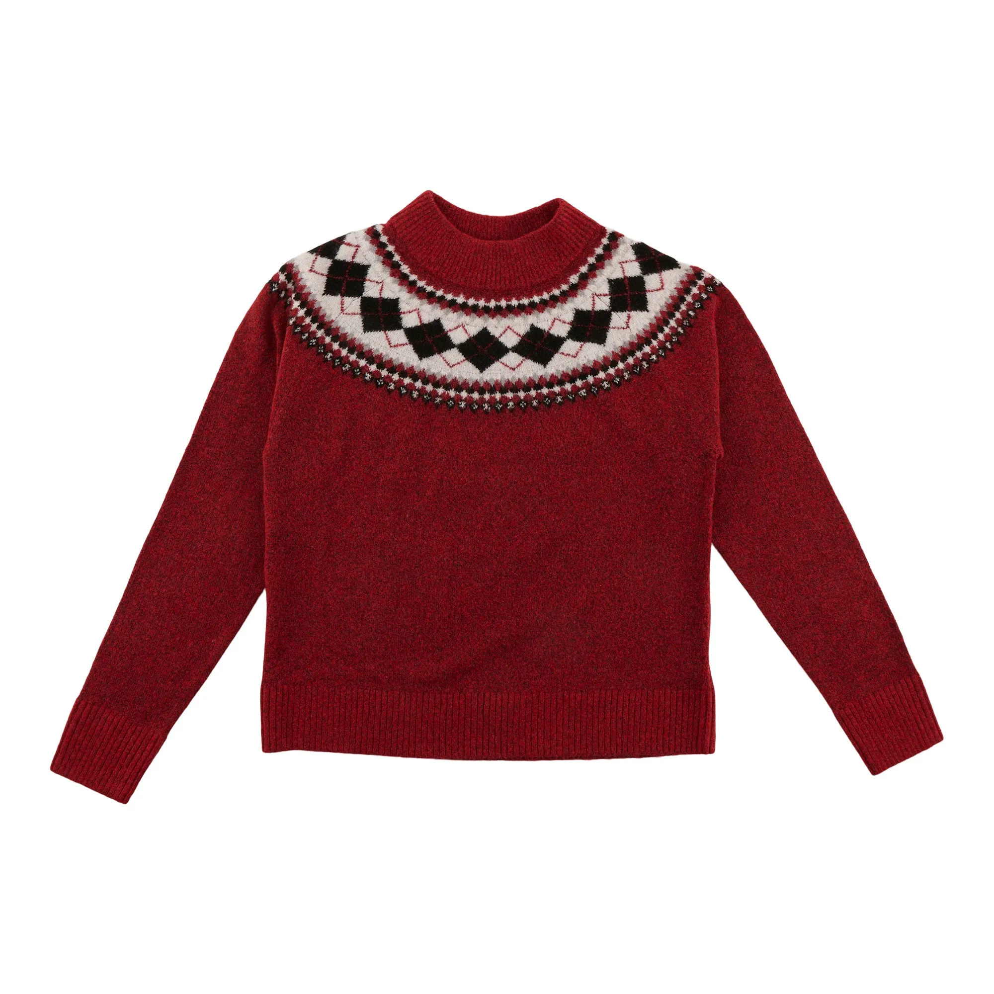 mySTYLE Women's Fair Isle Mock-Neck Sweater