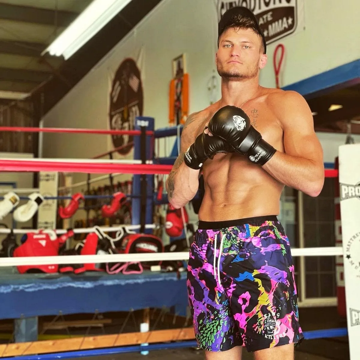 Neon Leopard Print Swim Trunks