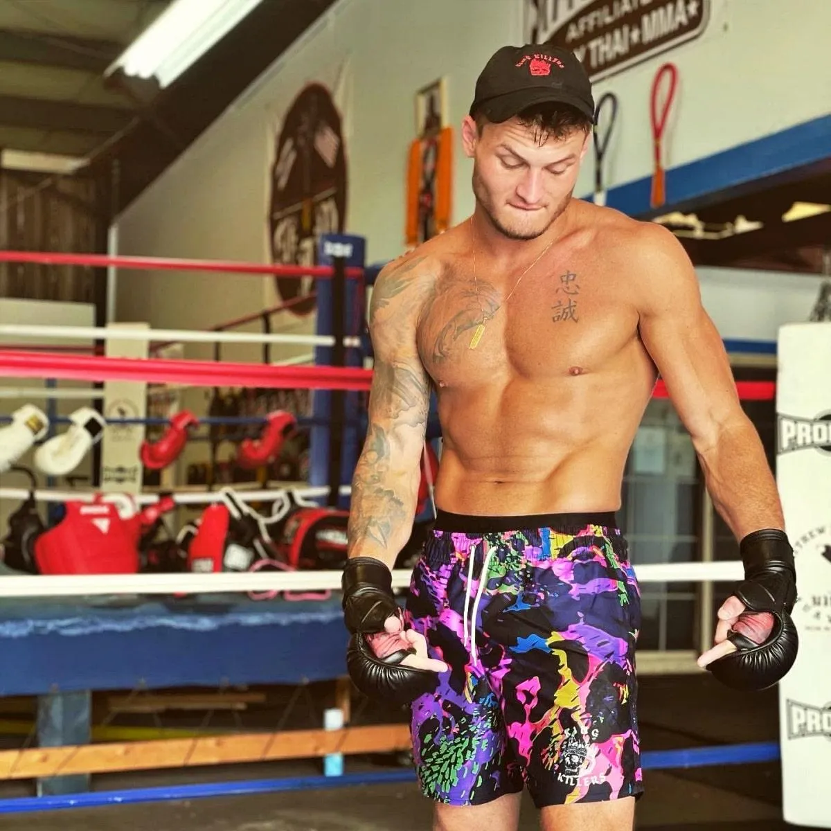 Neon Leopard Print Swim Trunks