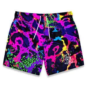 Neon Leopard Print Swim Trunks
