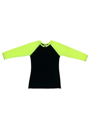 Neon Sleeve Half Zip Rashguard Swim Top