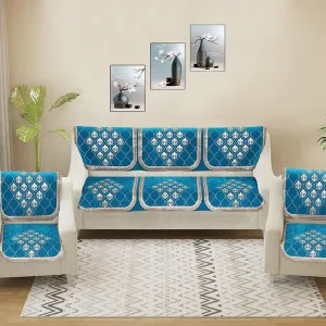 Nidha Sofa Cover (Aqua) - Set Of Ten