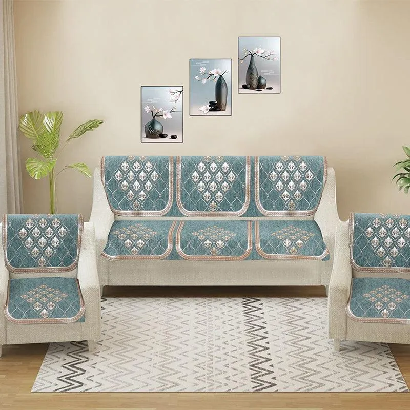 Nidha Sofa Cover (Turquoise) - Set Of Ten
