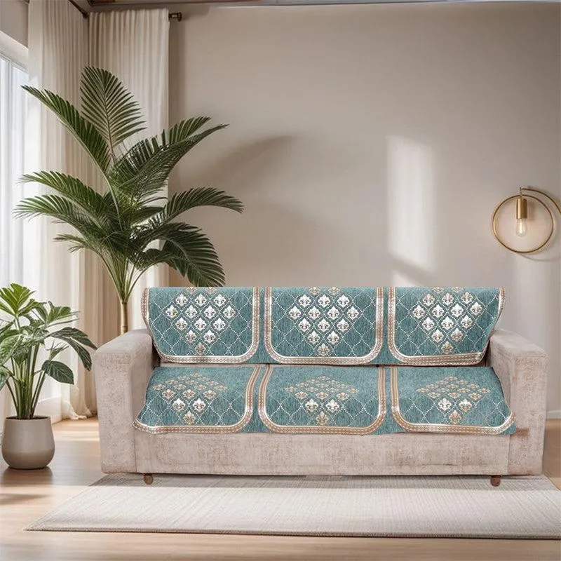 Nidha Sofa Cover (Turquoise) - Set Of Ten