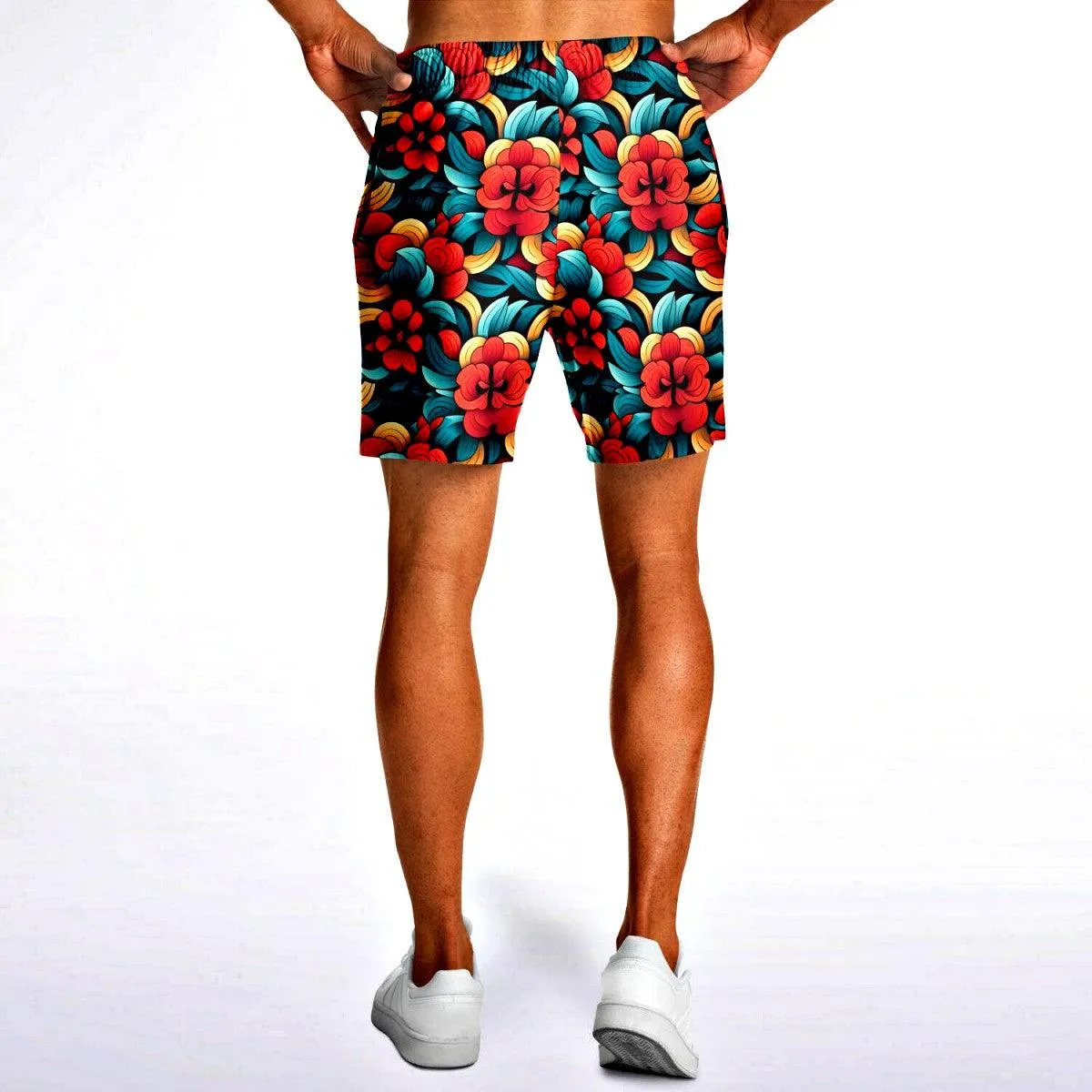 Oriental Flowers Mid-thigh Athletic Shorts