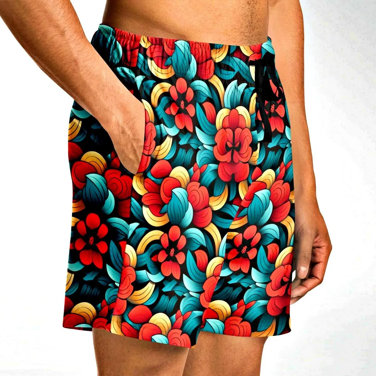 Oriental Flowers Mid-thigh Athletic Shorts