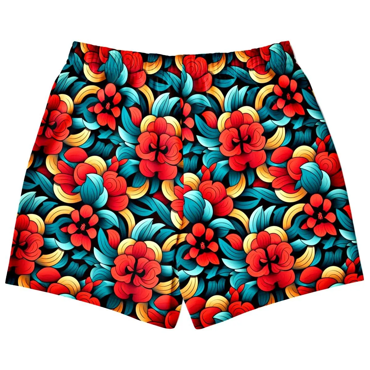 Oriental Flowers Mid-thigh Athletic Shorts